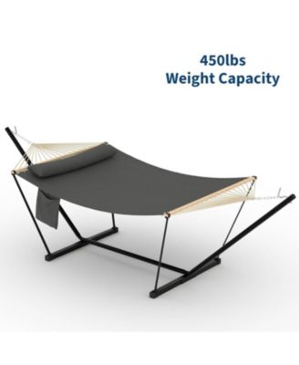 Heavy Duty Portable Double Hammock with Stand for Outdoor Patio, Garden, Beach, Backyard