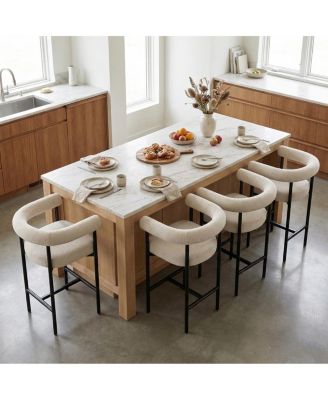 24" Boucle Counter Height Stools with Arms Set of 4