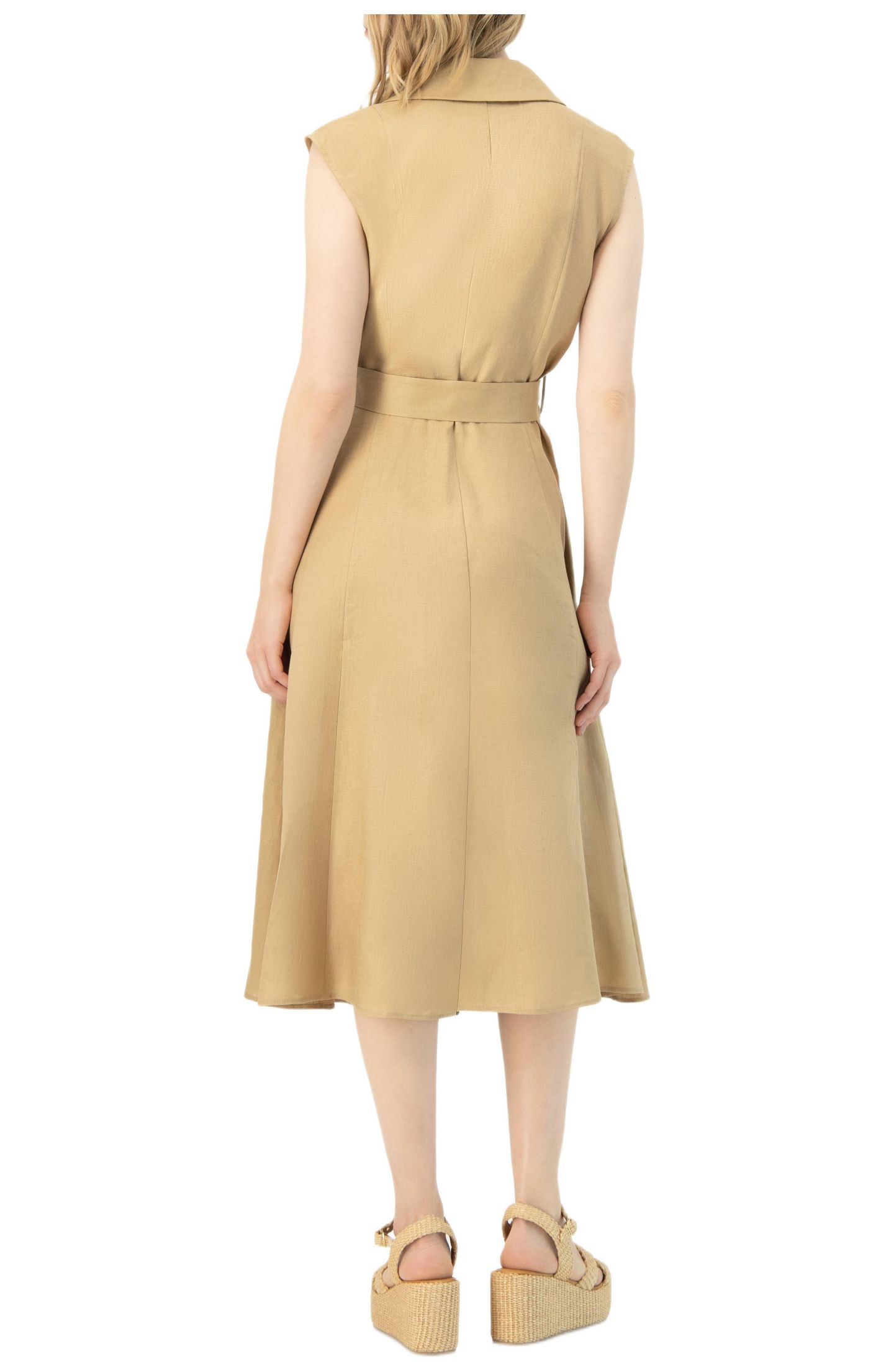 Женское платье Ivonne Long Linen with Waist Tie, цвет: Бежевый — фото 2