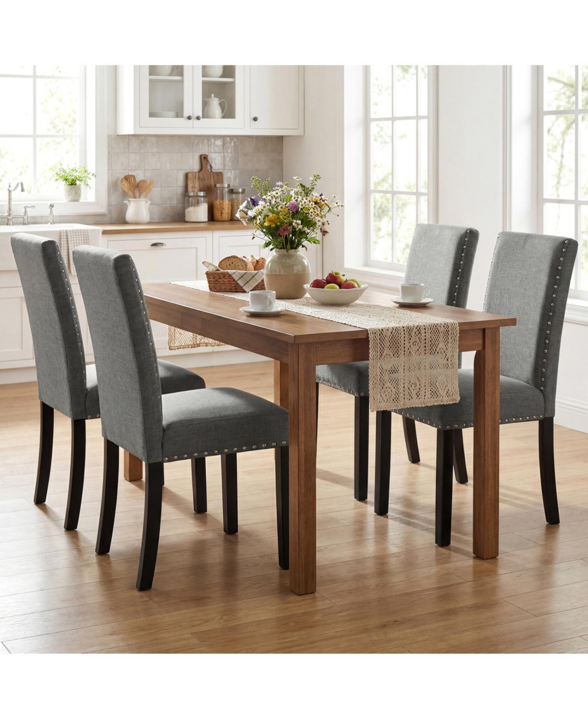 Slickblue Set of 4 Wood Dining Chairs with Curved Bentwood Legs