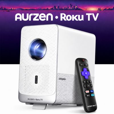 Portable Smart Projector with Roku TV Built-In, Native 1080P, Sealed Optical Engine, DoIby Audio, Home and Outdoor Movie Projector