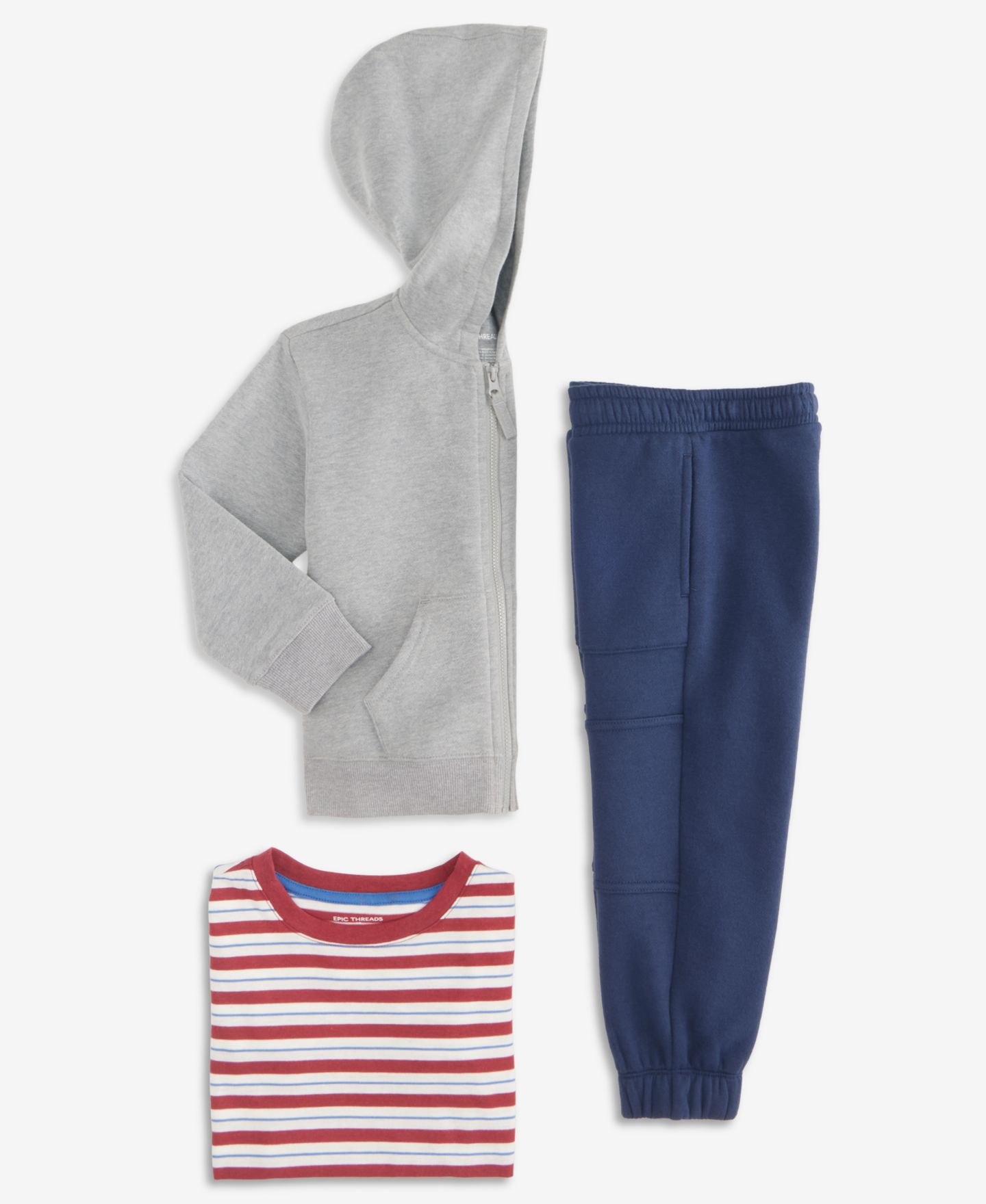 Детская толстовка на молнии Epic Threads Fleece Icon для мальчиков 12M-5T, цвет: Серый — фото 5