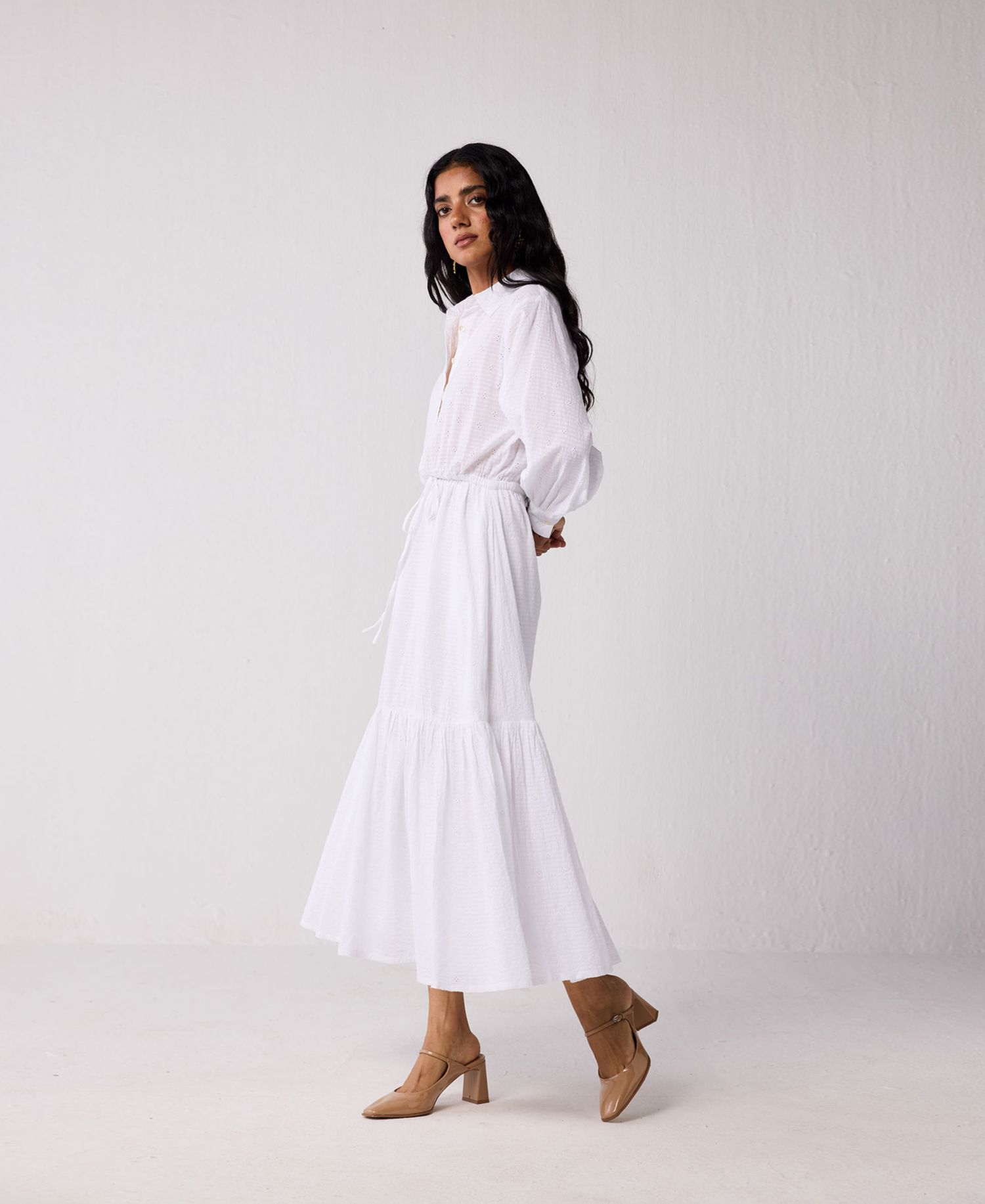 Women's Embroidered Flowy Tiered Maxi Dress