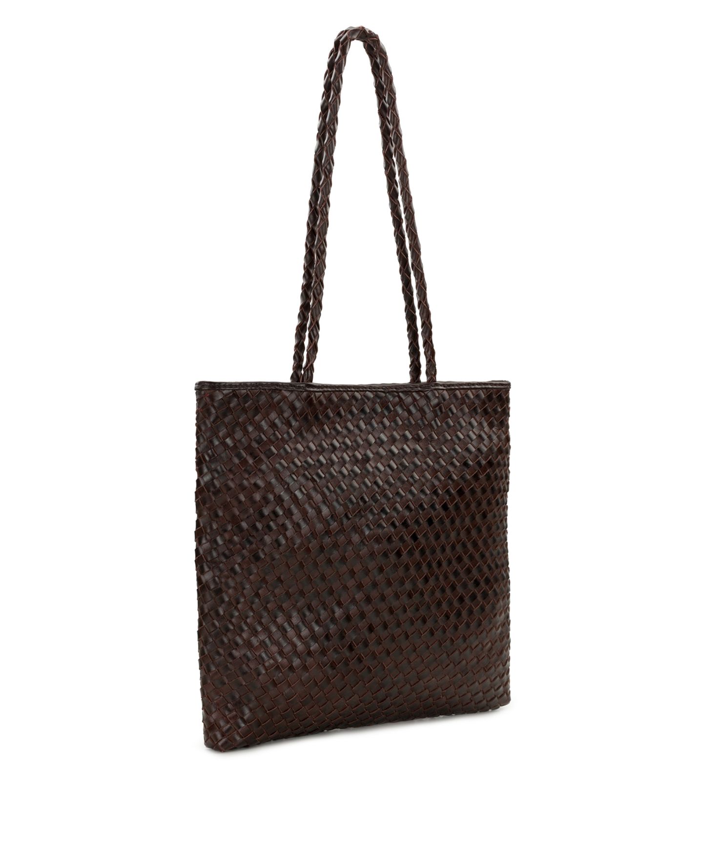 Женская сумка Patricia Nash Valence Medium Woven Leather Tote Handbag, цвет: Шоколадный — фото 3