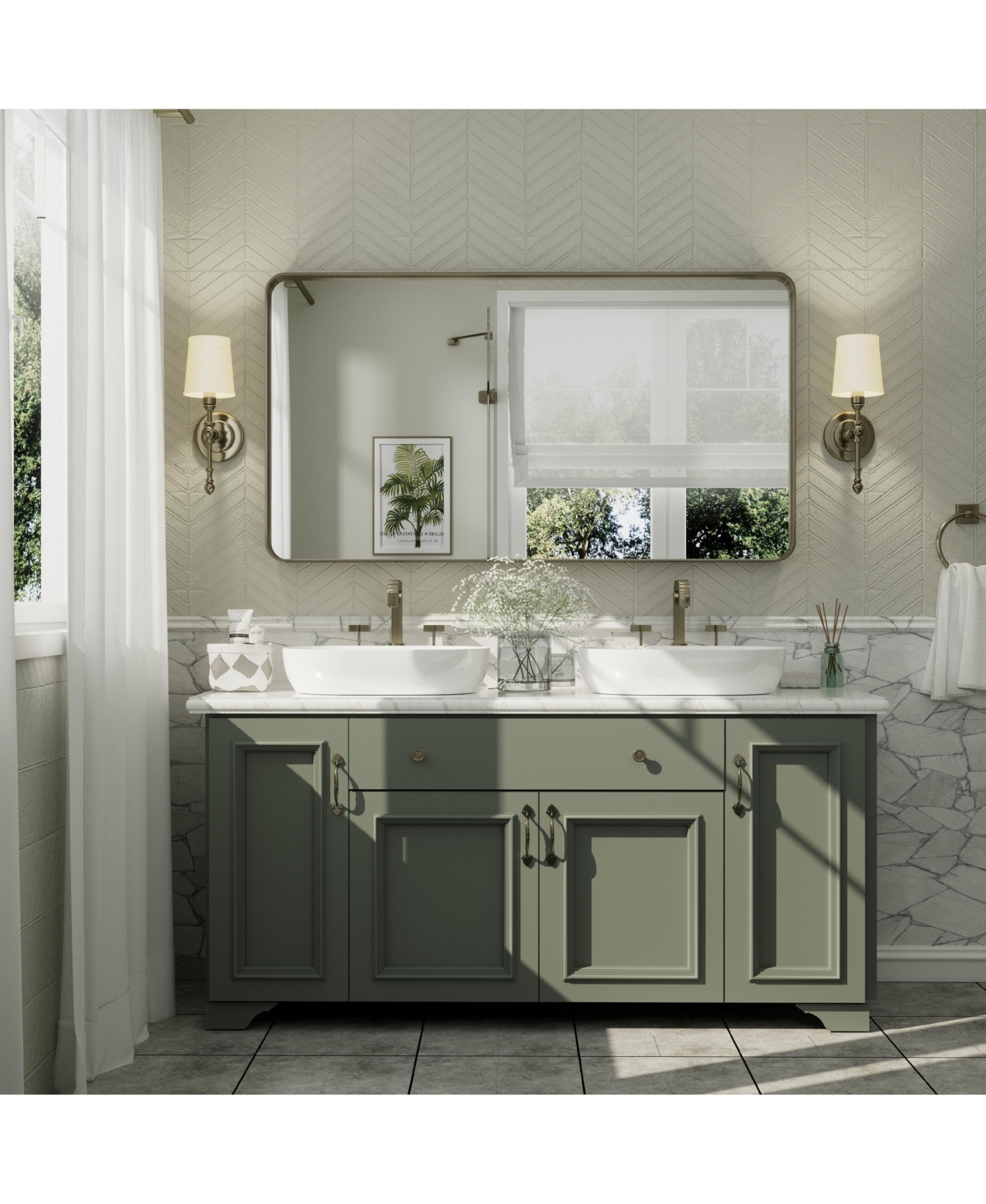Apmir 55" x 30" High-Strength Tempered Glass and Aluminum Alloy Framed Wall Decor Bathroom Vanity Mirror in Brushed Bronze