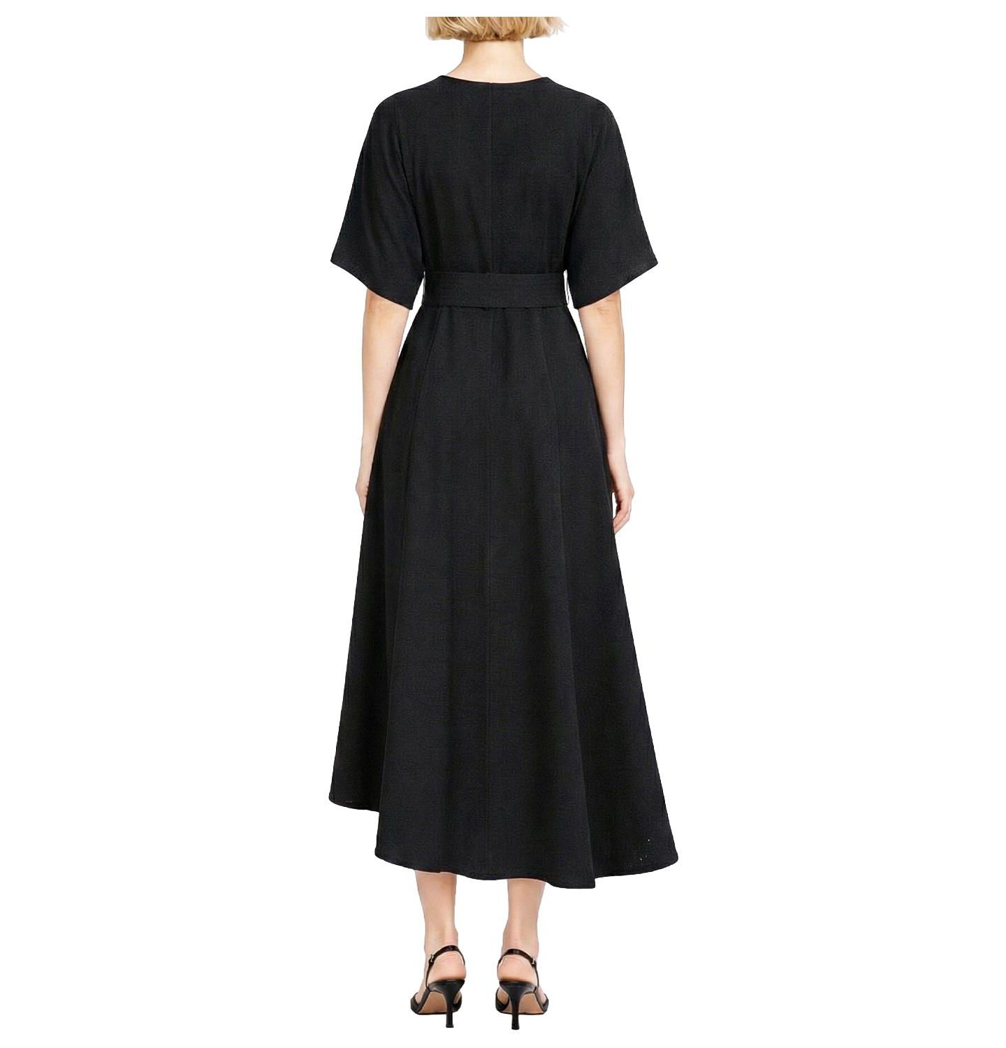 Женское платье ELLE Collection Belted Midi, цвет: Чёрный — фото 3