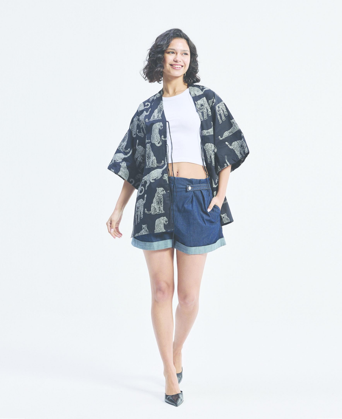 Reistor Women's Oversized Shirt with Front-ties Animal Print