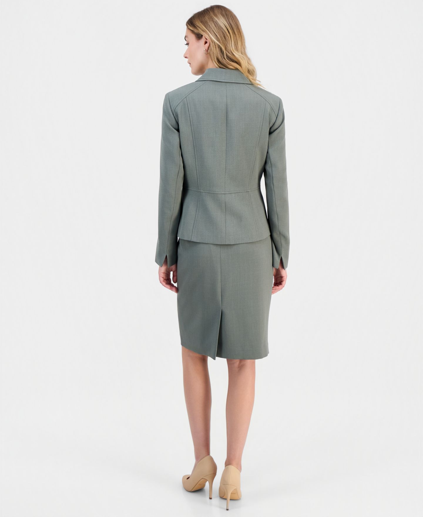 Женские комплекты Kasper Notched-Collar Two-Button Jacket & Pencil Skirt, цвет: Тёмный морской каменный — фото 3
