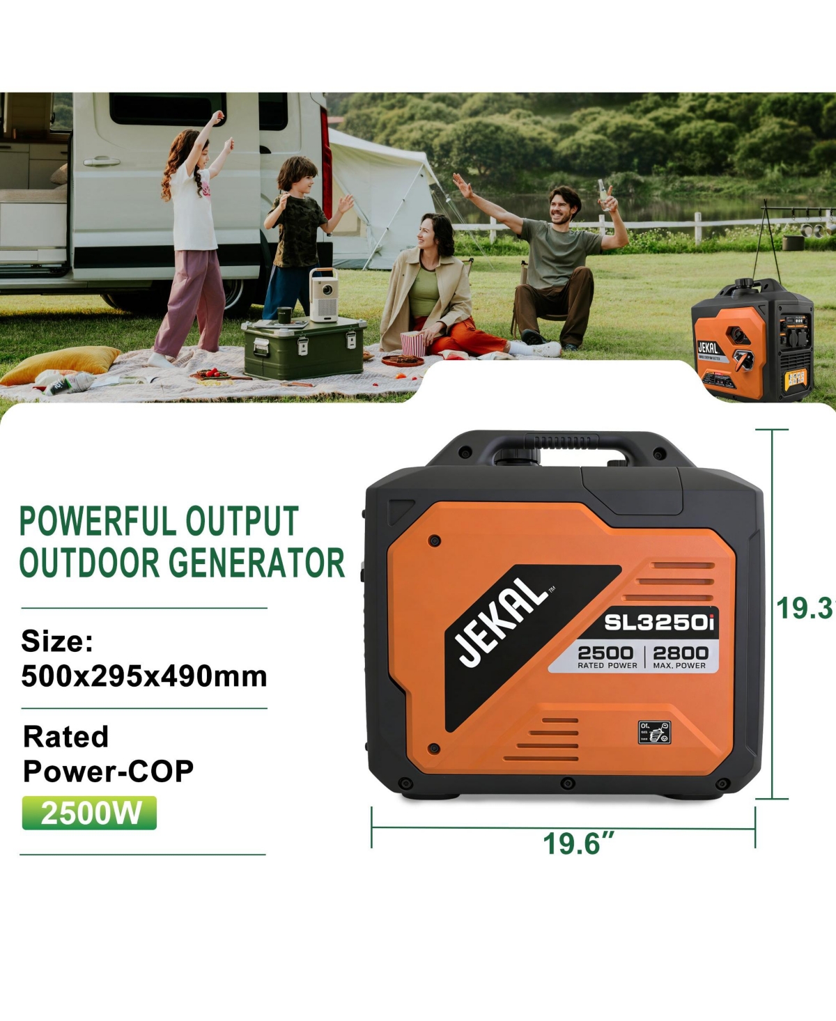 Mondawe 2500W-2800W Portable Inverter Generator Quiet Gas Powered with Eco Mode