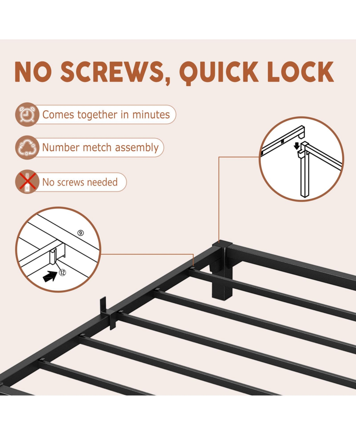 homfan Heavy Duty Metal Bed Frame