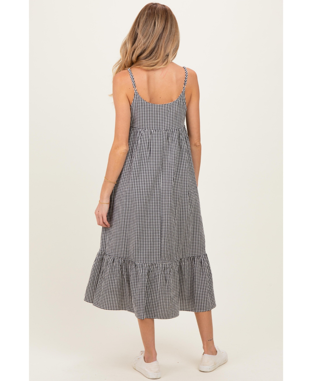 Pinkblush Maternity Black Gingham Sleeveless Midi Dress