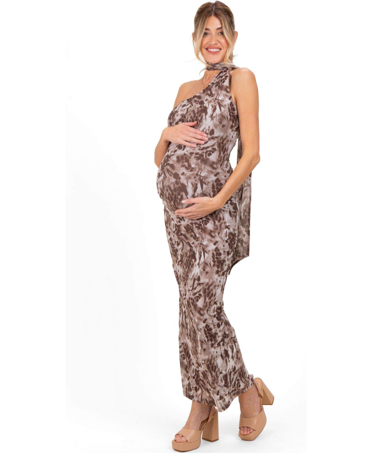 Женское платье Pinkblush Mocha Printed Halter Maxi, цвет: Мокко — фото 2