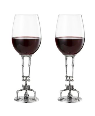 Upside Down Skeleton Wine Glasses, Set of 2