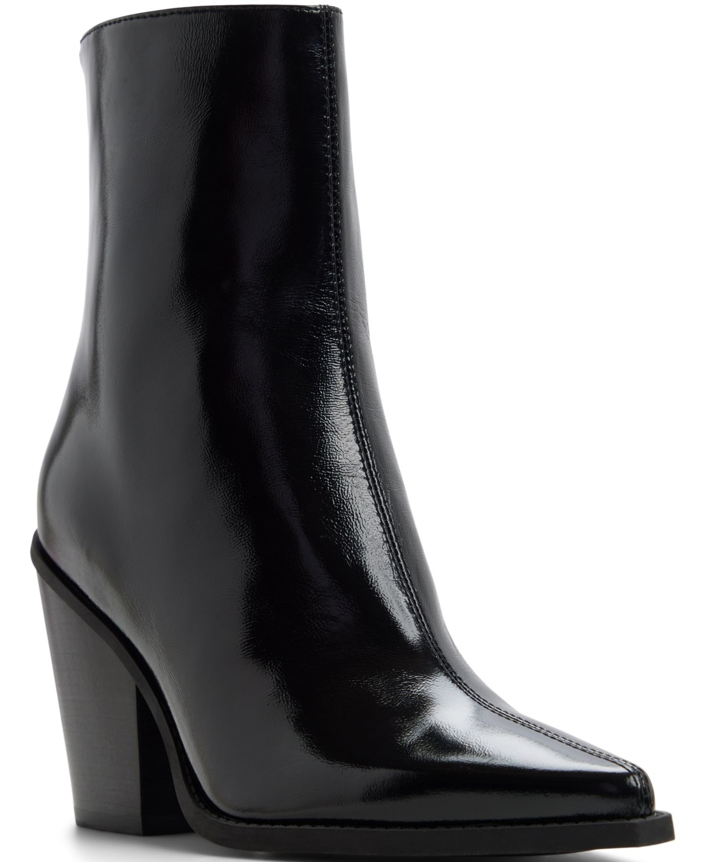 Женские ботинки ALDO Norelle Pointed Toe Ankle Booties, цвет: Чёрный блестящий — фото 1