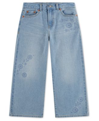 Girls' 7-16 Embroidered High-Rise Baggy Jeans