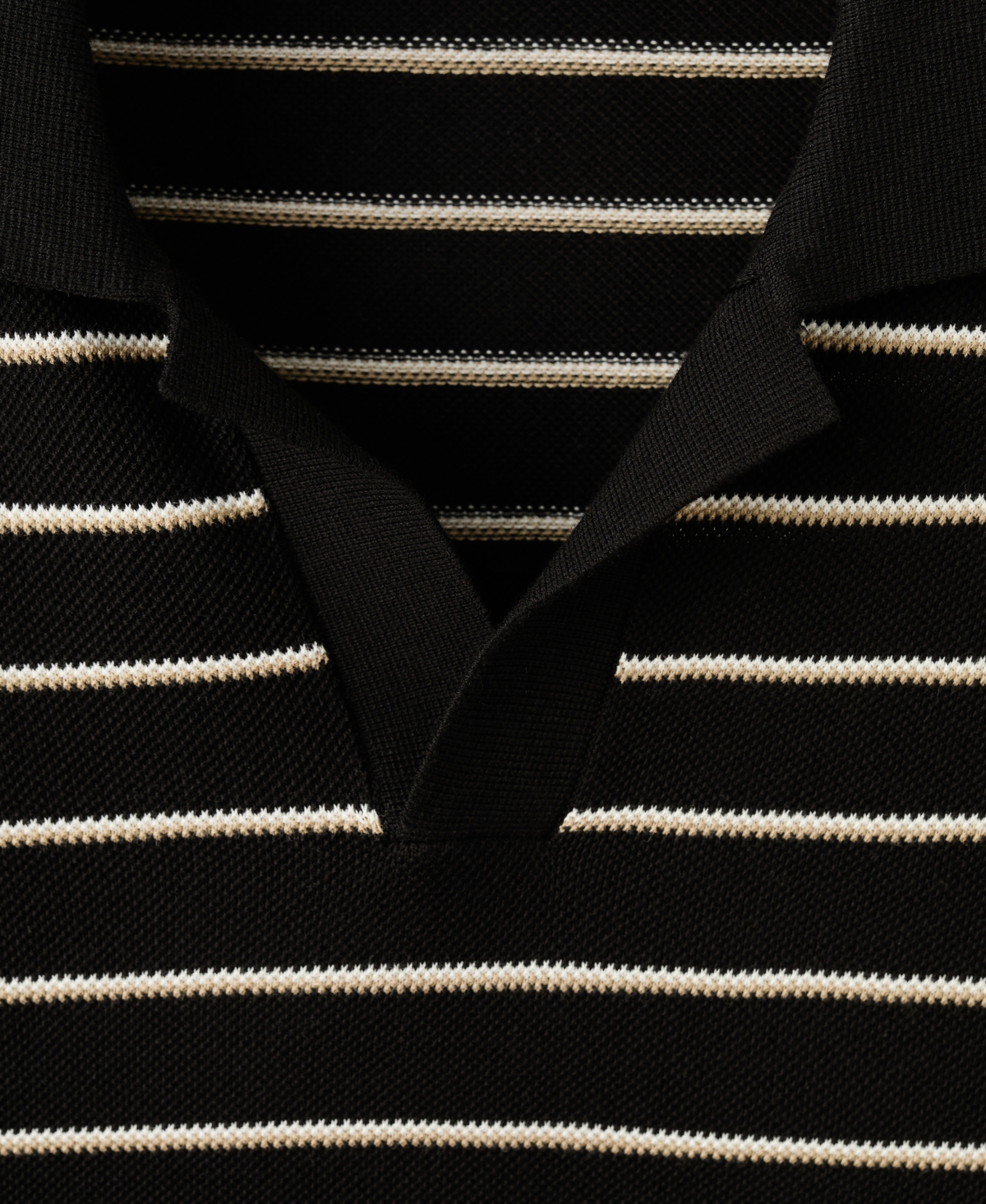Mango Men's Striped Knit Cotton Polo Shirt