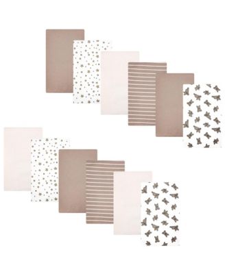 Infant Cotton Poly Flannel Burp Cloths Bundle 12-Pack, French Bulldog Stars, One Size