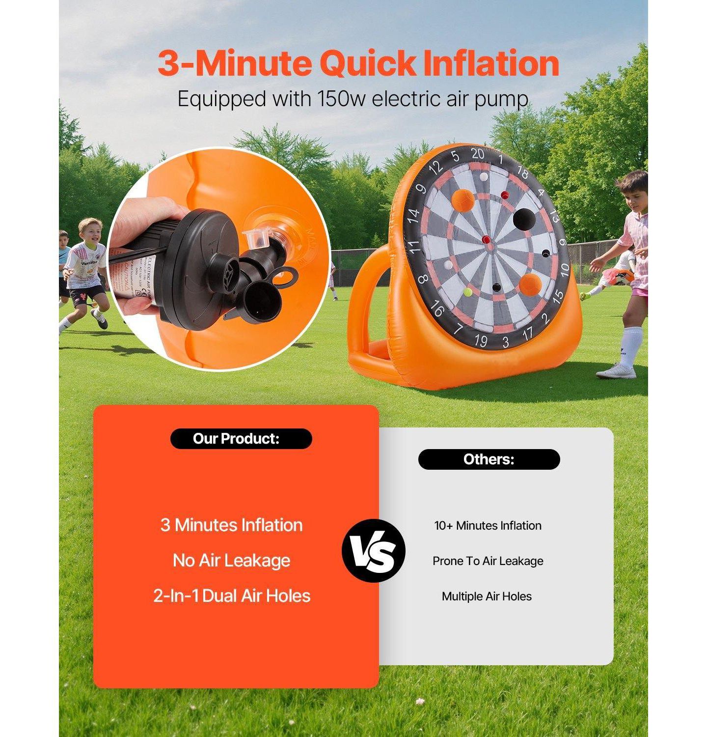Детская игрушка Mecale Giant Inflatable 2-in-1 Soccer Dart Board, Ages 13+, цвет: Оранжевый — фото 5