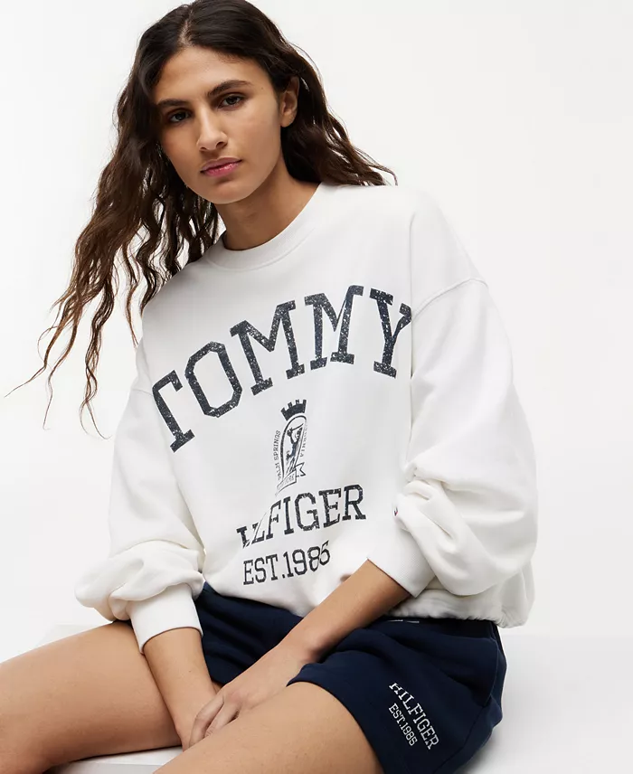Women's Cotton-Blend Round Neck Sweatshirt - thumbnail 7
