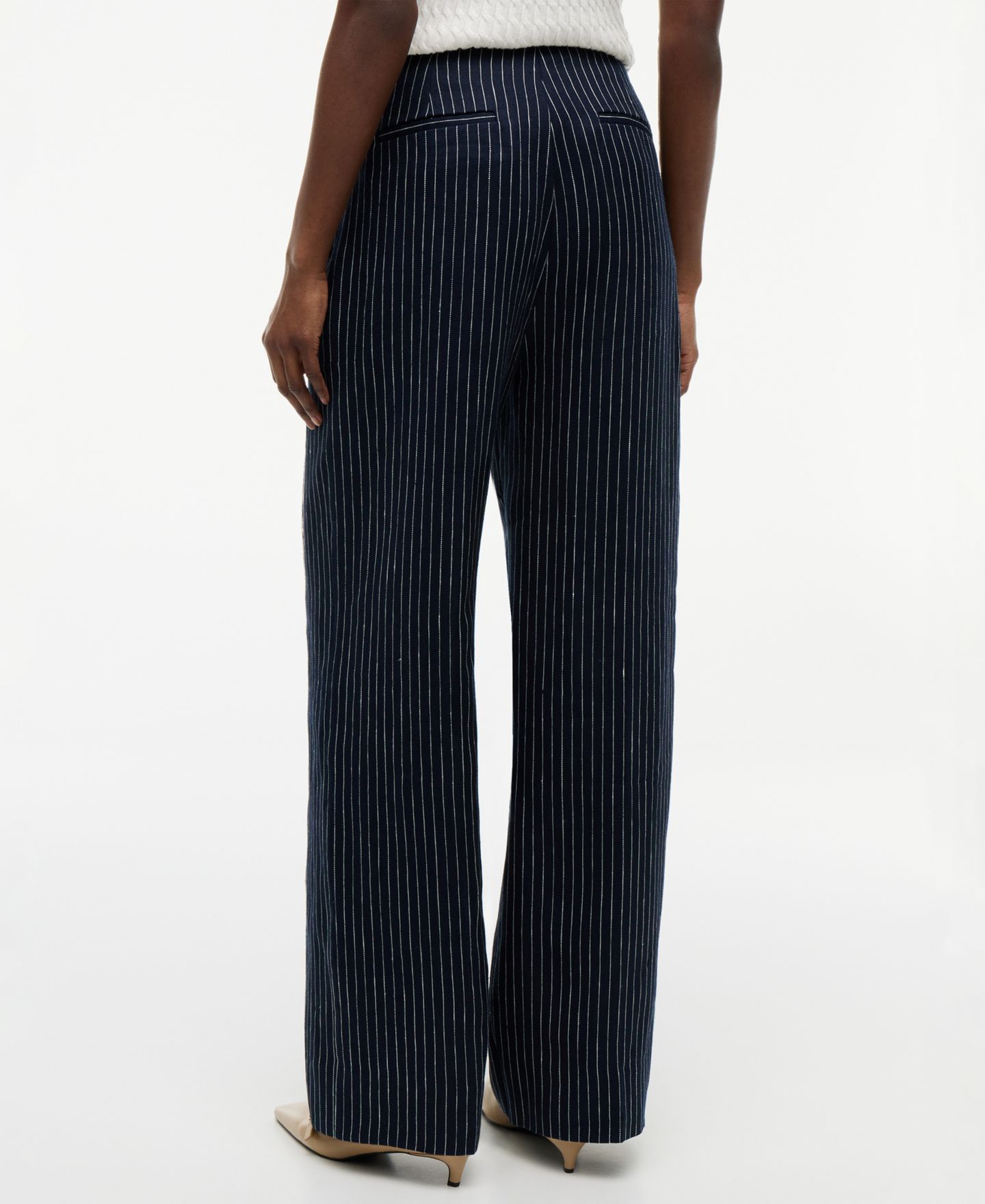 Женские брюки Tommy Hilfiger Nautical Stripe High-Rise Wide-Leg, цвет: Полосатый тёмно-синий — фото 3