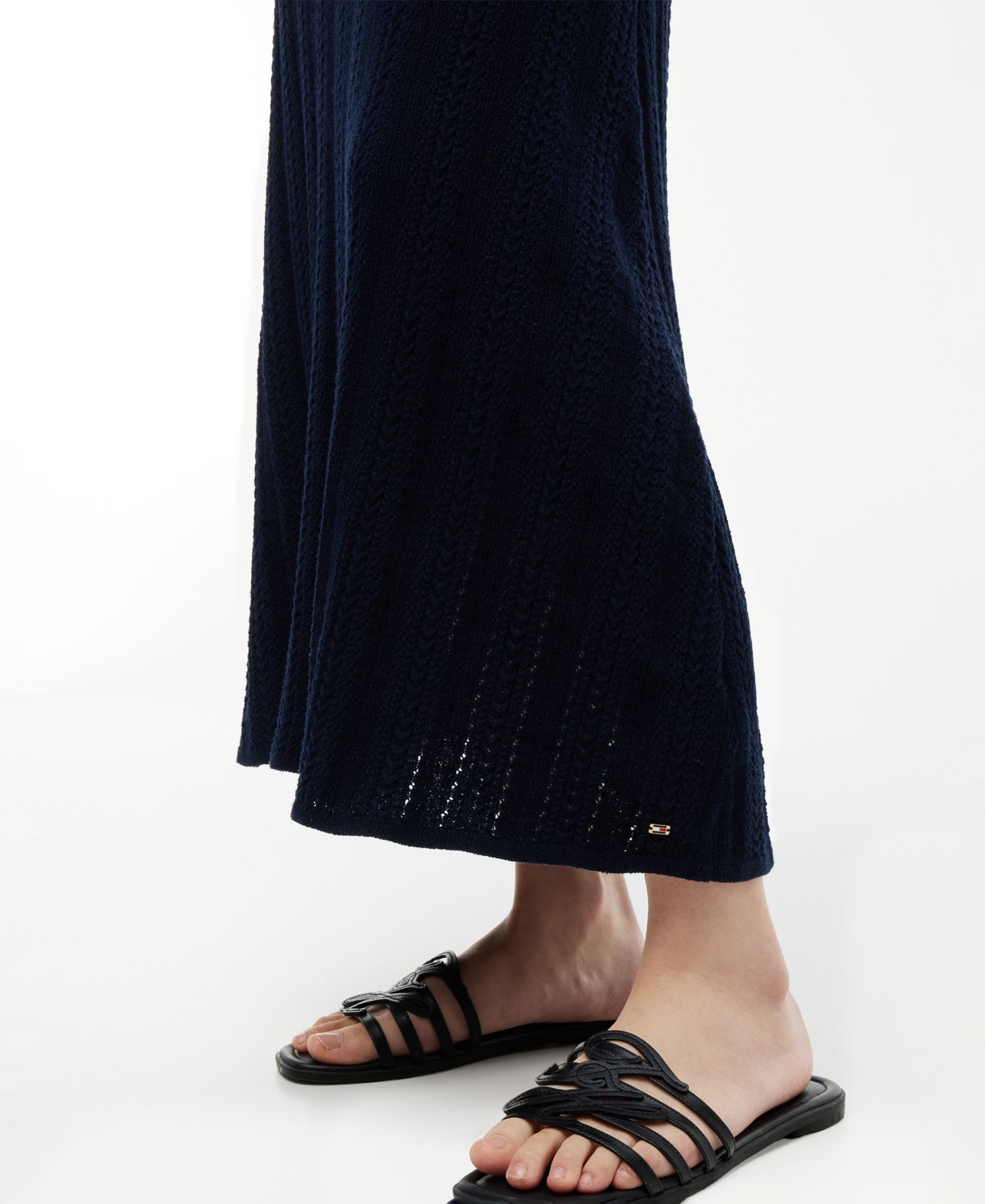Женское платье Tommy Hilfiger Cotton Cable Pointelle Maxi, цвет: Тёмный ночной тёмно-синий — фото 3