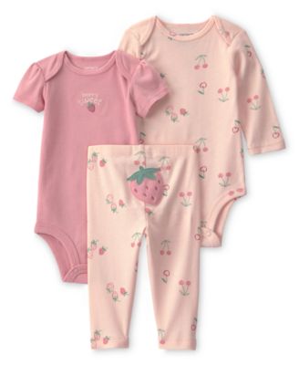 Baby Girls' Crewneck Bodysuit and Pants, 3-Piece Set