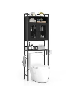 Over The Toilet Cabinet Bathroom Toilet Storage Organizer w/ Double Door Cabinet