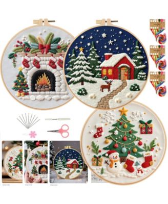  Christmas Cottage Embroidery Kit DIY Art Craft