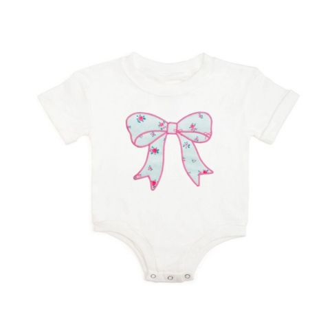 Комбинезон Sweet Wink Sky Blue Floral Bow Patch Short Sleeve для девочек-малышей