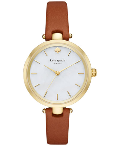 kate spade new york Women's Holland Luggage Leather Strap Watch 34mm KSW1156