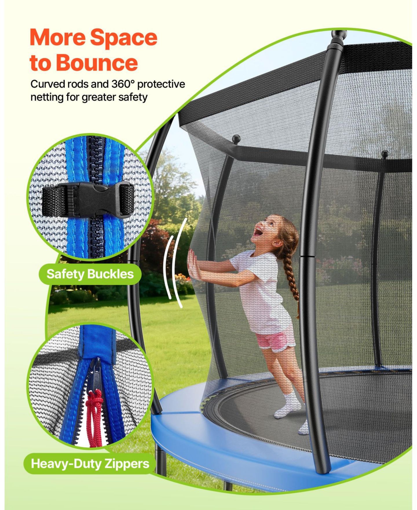 Детская игрушка Mecale 10 FT Recreational Trampoline with Safety Net Thickened Pad, цвет: Синий — фото 5