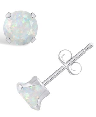 Macy's Gemstone Stud Earrings in 10k White Gold - Opal