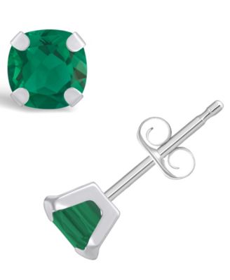 Macy's Gemstone Stud Earrings in 10k White Gold - Emerald