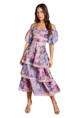 Women's Printed Lace Midi Dress