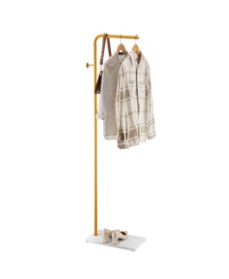 Coat Rack Freestanding with Quartz Stone Base and 3 Round Hooks for Entryway
