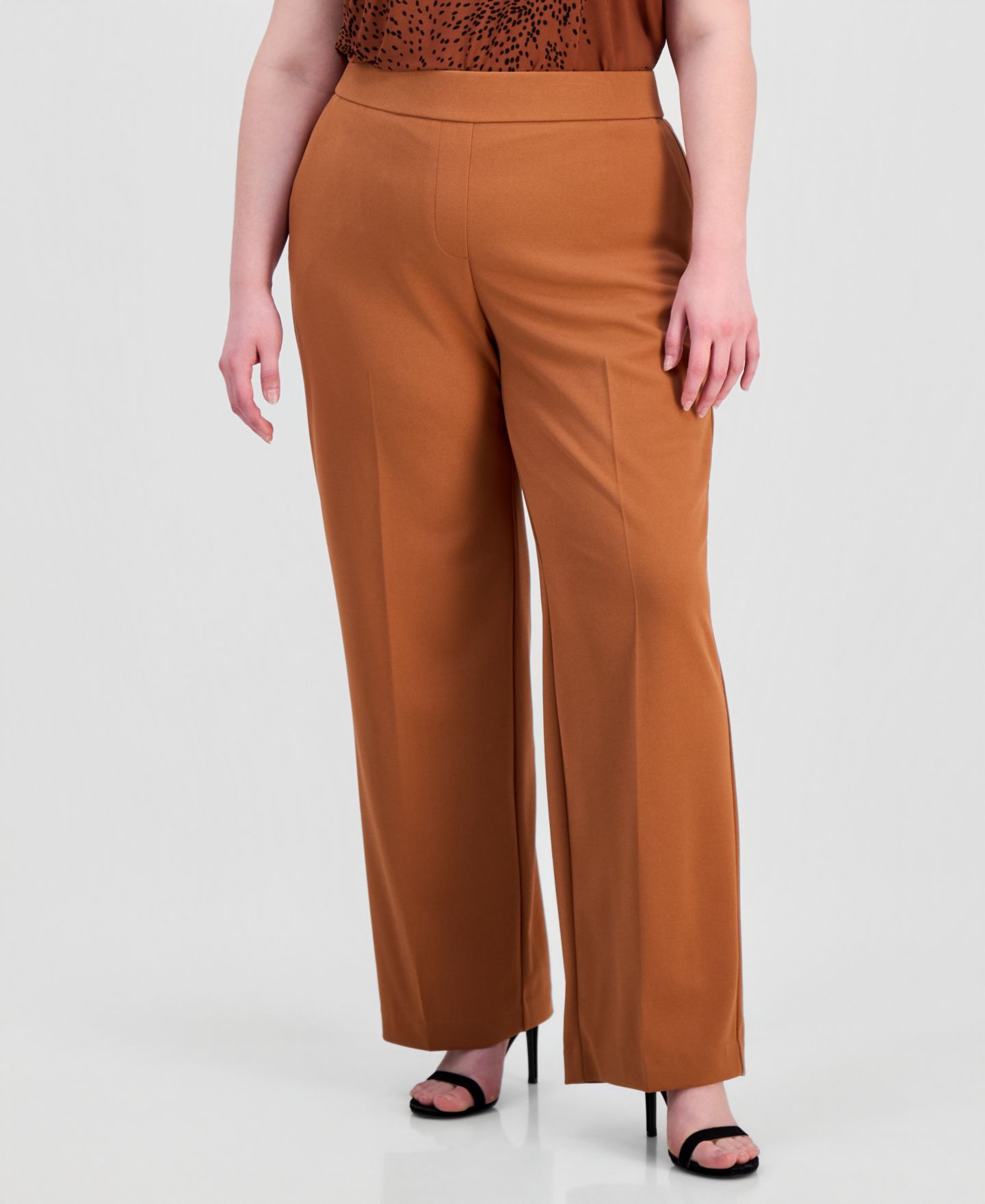 Женские брюки Anne Klein Essentials Plus Size High Rise Straight Leg, цвет: Кедровый — фото 3