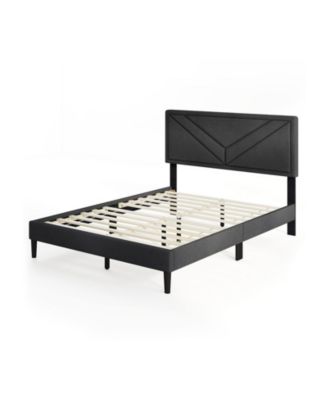 Platform Bed Frame with Upholstered Tufted Headboard and Slats