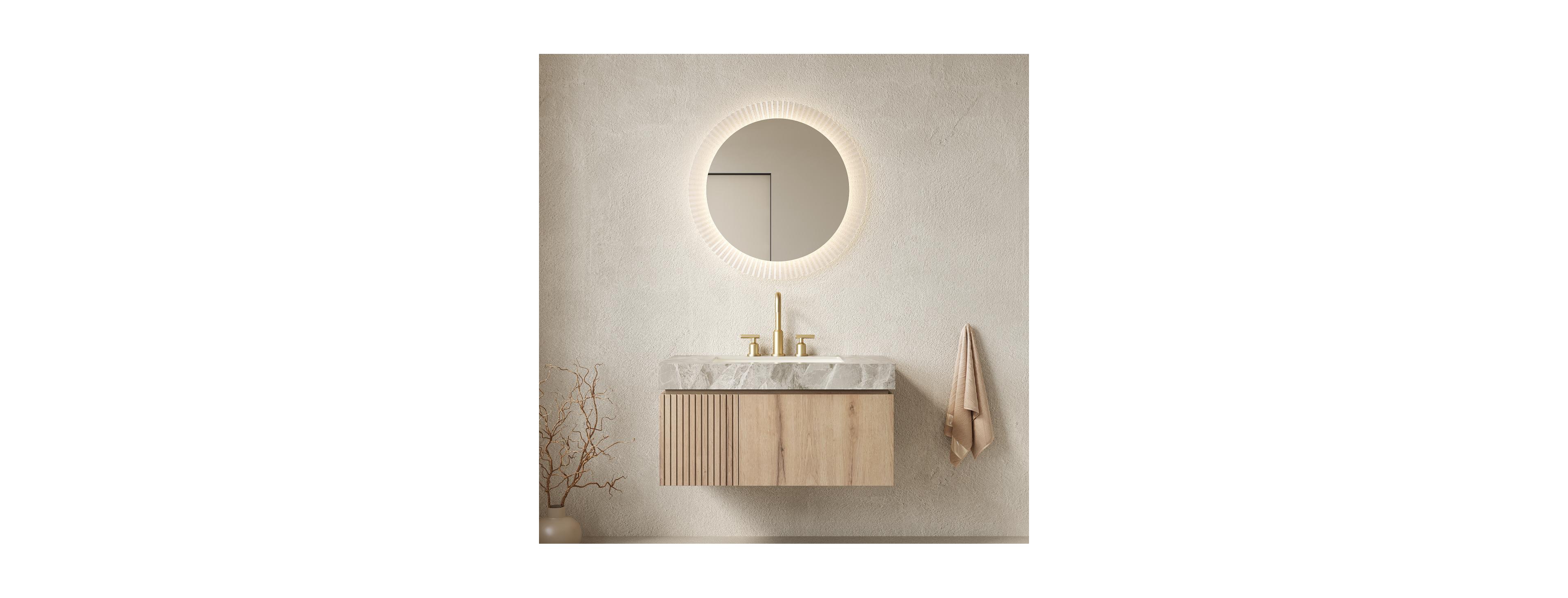 Sillysis 30 Inch Mounted Bathroom Vanity with Sintered Stone Top, 3-Hole Ceramic Sink, Soft Close Storage Cabinet