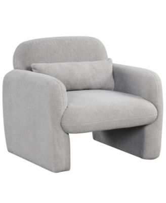Sherpa Accent Chair with Lumbar Pillow and Curved Armrests