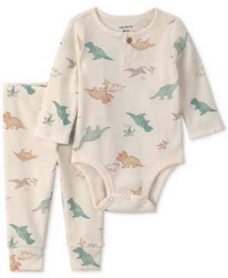 Baby Boys' Dinosaur Long-Sleeve Bodysuit and Pant, 2-Piece Set