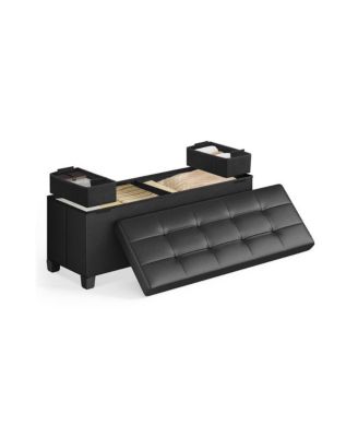 Modern Storage Ottoman with Wooden Legs and 30 Gal Storage
