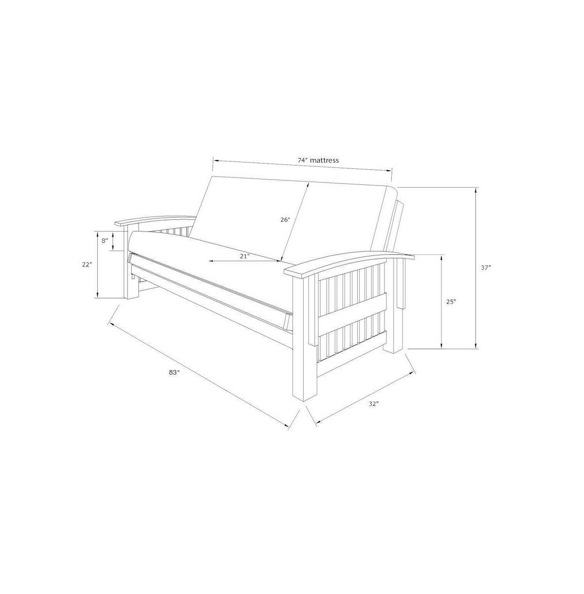 Kodiak Furniture Washington Frame-Rustic Walnut Finish-Canton Black Mattress