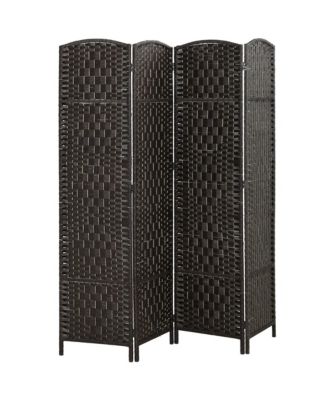 Resin Wicker Folding Room Divider Privacy Screen Home Office