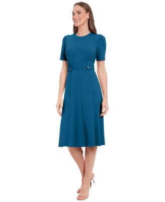 london times dress T7062M - Knee-Length Jersey Sheath cap sleeves Women's London Times Printed Midi