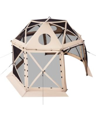 Pop Up 13-Sided Spherical Gazebo Screen Tent 12x12 ft with Removable Top and Carry Bag
