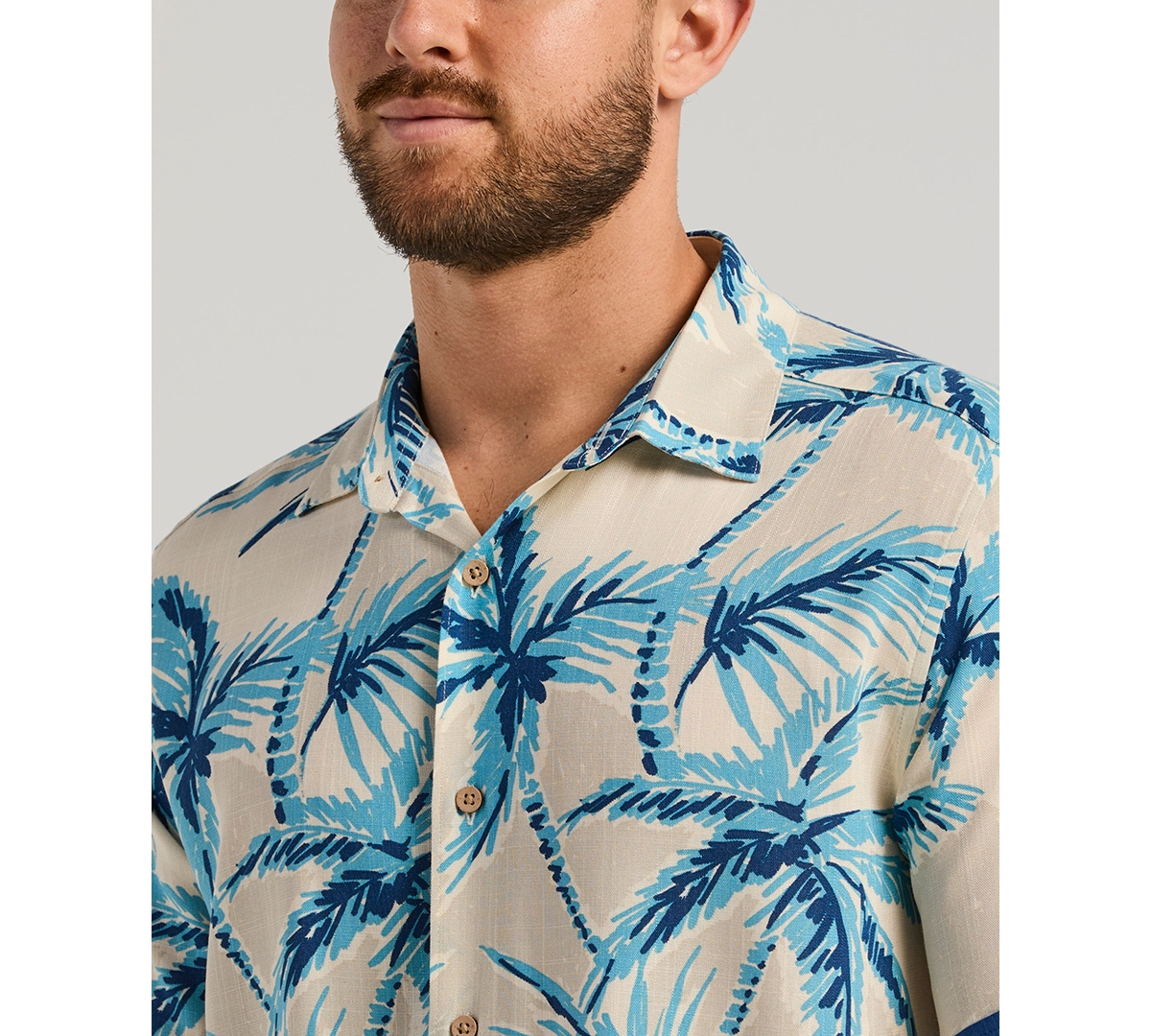 Cubavera Men's Two-Tone Palm Print Shirt