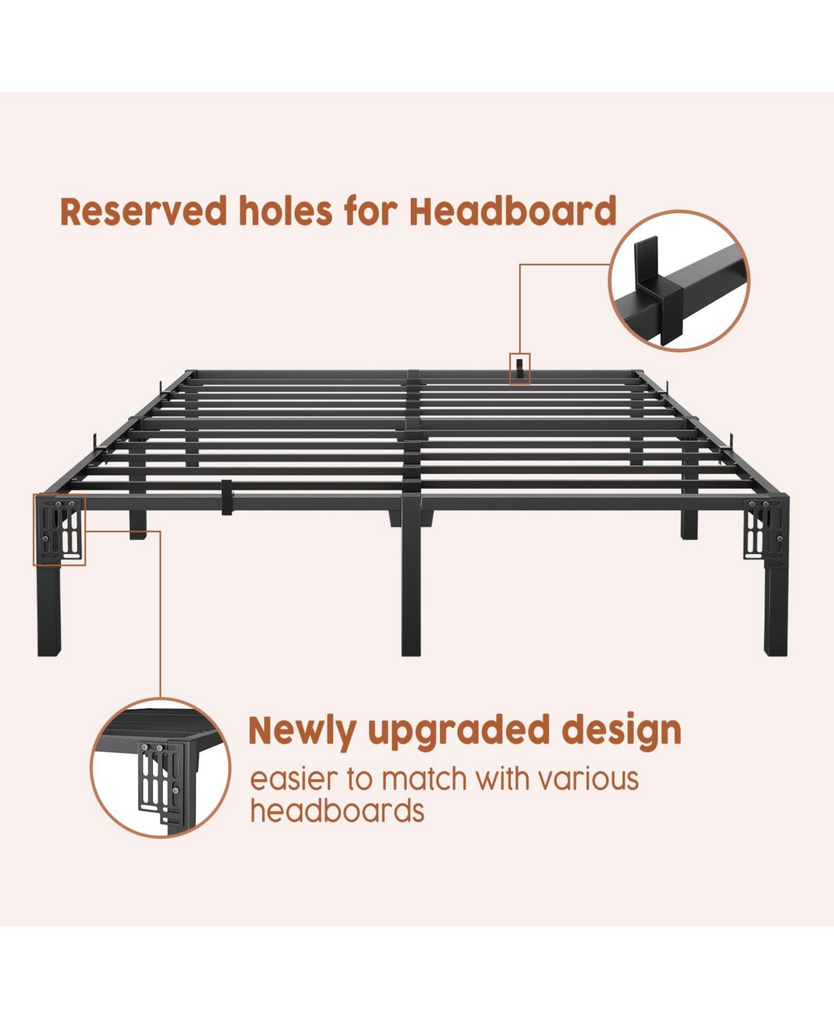 homfan 16 Inch Heavy Duty Metal Platform Bed Frame