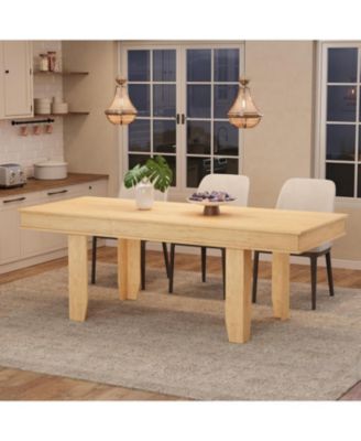 63 in-86.6 in Extendable Dining Room Table for 6-10, Farmhouse Kitchen Tables w/Wooden Sturdy Frame, Large Rectangular Dinner Table