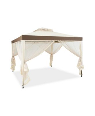 10 x 10 feet Patio Gazebo with Mosquito Netting and Double-Tier Roof