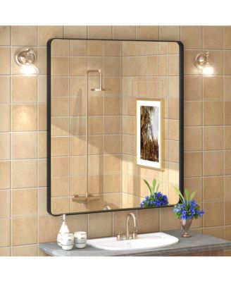 32" x 36" High-Strength Tempered Glass and Aluminum Alloy Framed Wall Decor Bathroom Vanity Mirror